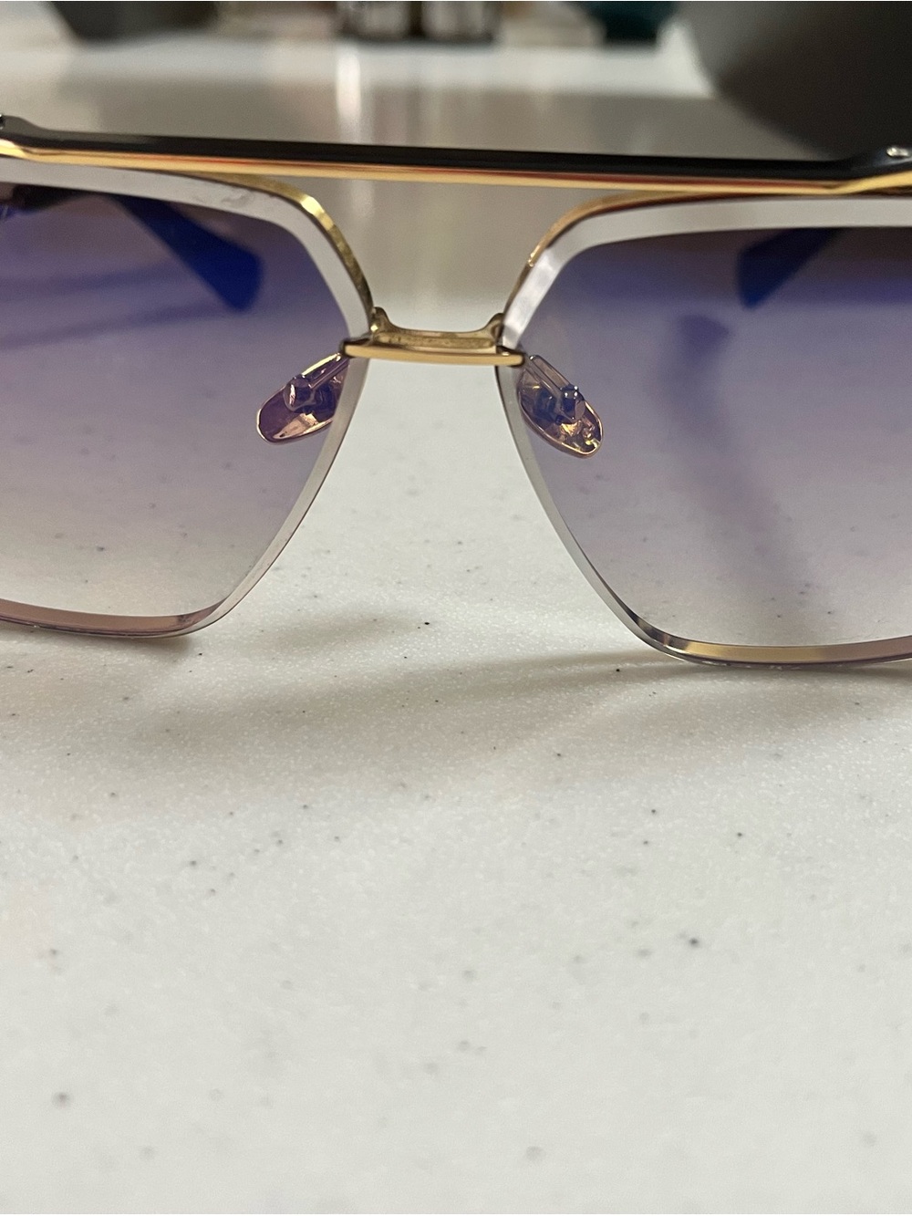 DITA Men's Gold Frame Sunglasses with Purple Gradient Lenses